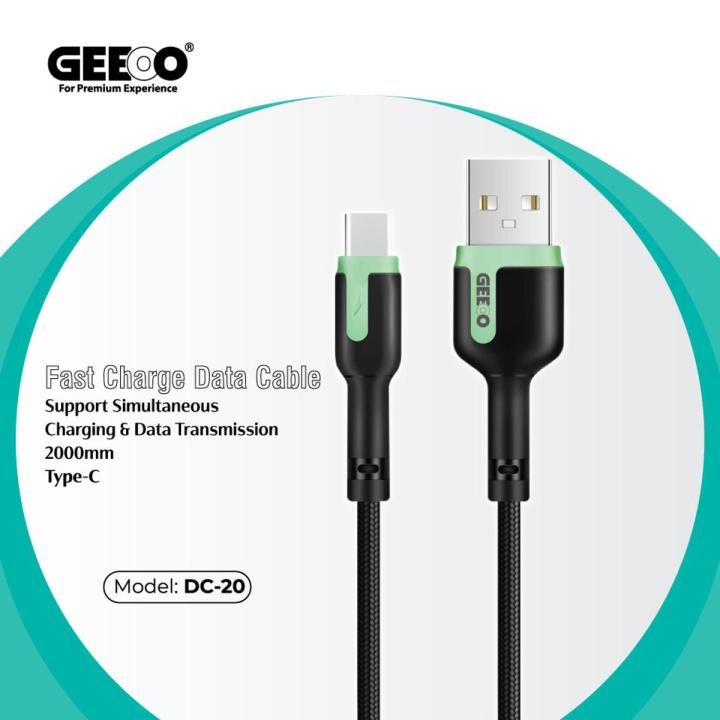 Geeoo DC20 2.4A Type-C Fast Charging Data Cable 2 Meters Support Simultaneous Charging And Data
