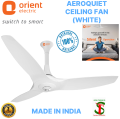 Orient Electric Aeroquiet Premium BLDC Ceiling Fan 1200MM / 48" | 100% Copper Motor | High Air Delivery | Decorative Fan (White).