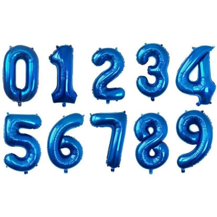 32inch Number Foil Balloons Blue Helium Balloons 0-9 Birthday Party Decorations, Anniversary Decorations
