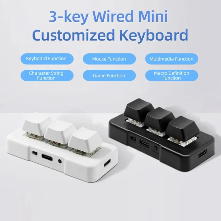 USB Wired 3Key Mini Keypad Copy Paste Shortcut Space Enter Macro Audio Custom Programmable Game Keyboard Shortcut Multimedia Key