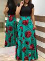 2019 Hot Selling Hot Edition European and American Style Flower Print Dress Long Skirt Women's 20 Same-day Shipping S-5XL.