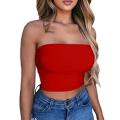 Women Tube Top Strapless Cropped Mini Bustier Slim Elastic Tube Top. 