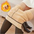 Fleece Tights Skin Color Winter Woman Pantyhose Translucent Wool Sock Pants Stocking Fleece Lined Tights Thermal Legging.