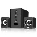 Mini Desktop Computer Subwoofer PE Triple Full Horn Knob Adjusted Stereo Subwoofer Bass Speaker for PC Laptop. 
