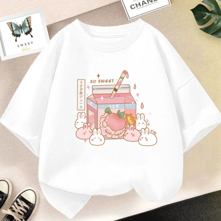 Girls%20Cute%20Strawberry%20Milk%20Shake%20Cartoon%20T-shirt%20Kids%20Short-Sleeve%20Graphic%20Pink%20Tops%20Tee%20-%20Image%202