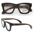 Women Vintage Wooden Glasses Frames Men Wood Eyeglass Frames Oversized Fashionable Square Retro Rx Eyeglasses Frames Optical. 
