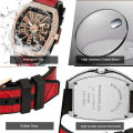 PINTIME Men's Watches Luxury Tonneau Type Metal Shinning CZ Case Rubber Strap Fashion Quartz Wristwatch Male Clock Relogio Gifts. 