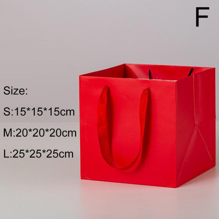 2sql 1PC Paper Cake Box Kraft Paper Bag Paper Bag Gift Bag Shopping Bag Tote Bag Flowers Packaging Bag Square Portable Bag