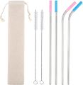 4 pis Stainless Steel Straw With Food Grade Silicone Sleeves Detachable Reusable Drinking Straws. 