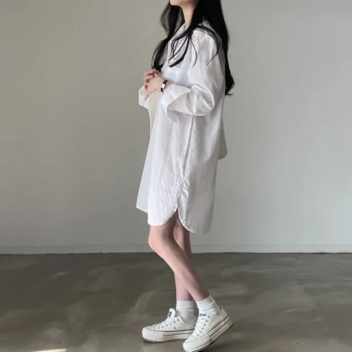 Korean%20style%20chic%20simple%20temperament%20roll-neck%20shirt%20dress%20women's%20French%20loose%20casual%20layering%20inner%20shirt%20dress%20-%20Image%203