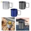 Outdoor Camping Cup with Foldable Handle Portable Aluminum Alloy Mug Lightweight Backpacking Cup for Outdoor Hiking Picnic.
