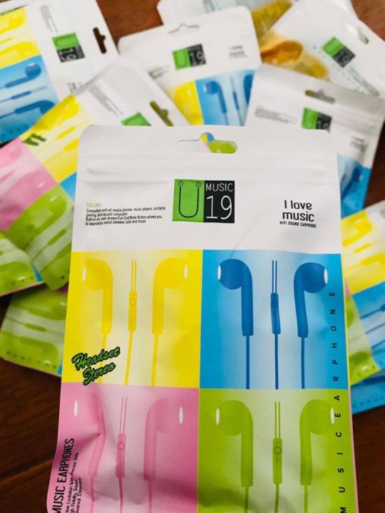 U19 Macaron 1.2M Universal Stereo Music Wired Earphone Headset With Microphone -