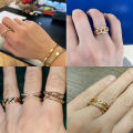 Fashion Gold Color Stainless Steel Rings For Women Chain Hollow Out Crystal Zircon Finger Ring Jewelry 2023 Gift anillos mujer.