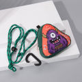 Cartoon Monster Canvas   3D Triangle Cute Key Bag Pendant With Keychain Earphone Storage Bag Portable Wallet. 