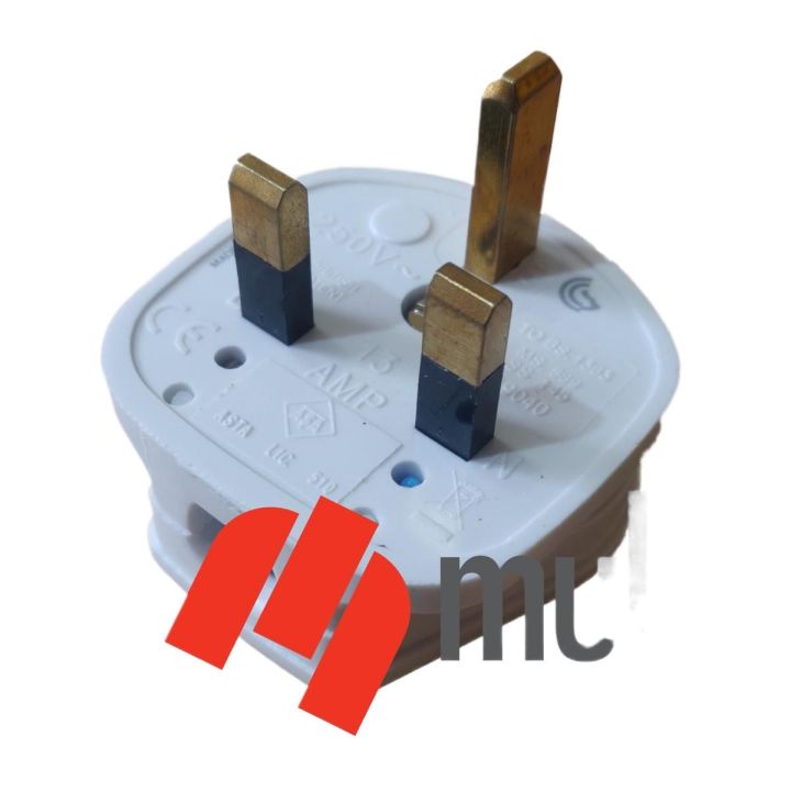 MK Made in Malaysia 13A 3 Pin Flat Plug Premium Quality White Connector Cord Adapter Electrical AC Power 3Pin