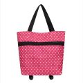 Trolley Bag Folding Shopping Bag with Wheels Environmental Protection Bag Portable Large Capacity Supermarket Shopping Cart Small Trolley Household.
