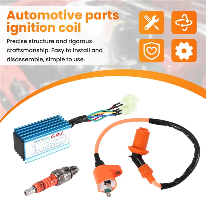 Racing%20Ignition%20Coil+Spark%20Plug+CDI%20Box%20For%20GY6%2050cc-150cc%204-Stroke%20Engines%20ATV%20-%20Image%203