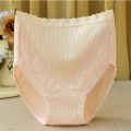 M-4XL Larger Size Women High-Waist Cotton Underwear Breathable Seamless Lace Trim Comfortable Panties.