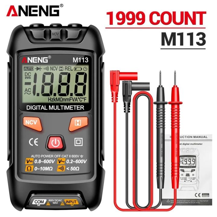 【Exclusive】 ANENG M113 / Digital Multimeter RMS Mini Current Voltage Tester 1999 Counts Auto-Ranging Voltage Meter
