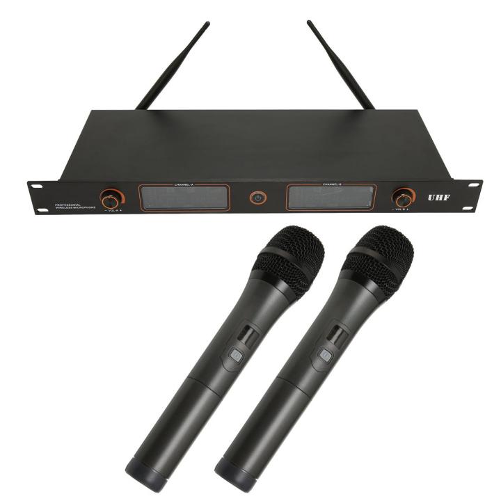 UHF Dynamic Handheld Microphone, UHF Wireless Microphone System Dual Channel Simple Operation for Auditorium for Dance Hall