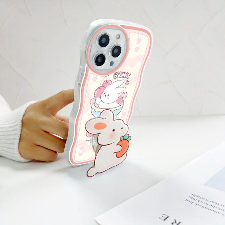 BILI%20for%20Redmi%2010C%20Back%20Cover%20With%20Free%20Ring%20Holder%20Rabbit%20Holding%20Carrots%20Soft%20Transparent%20Colorful%20Wavy%20Phone%20Cases%20-%20Image%205