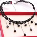 Trendy Korean Black Flower Rhinestone Choker Necklaces for Girls Simple Stylish - Fashionable Velvet Choker Jewelry Accessories Lace Hand-Knit Necklace for Women New Collection. 