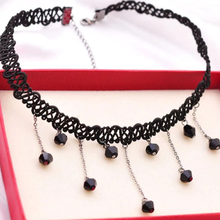 Trendy Korean Black Flower Rhinestone Choker Necklaces for Girls Simple Stylish - Fashionable Velvet Choker Jewelry Accessories Lace Hand-Knit Necklace for Women New Collection