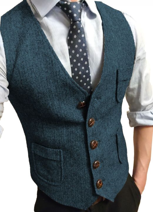 Men's%20Formal%20Suit%20Vest%20V-Neck%20Tweed%20Herringbone%20Waistcoat%20Business%20Dress%20Suit%20Vests%20for%20Wedding%20-%20Image%207