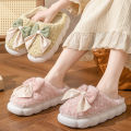 luxury Women’s Bow Home Slippers – Soft Plush Indoor Home Shoes – Anti-Slip Thick Sole – Cute Pink Cozy Footwear for Ladies. 