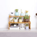 【Aesth Diary Store】Countertop Bamboo Shelf 2-Tier Bamboo Stand Balcony Flower Rack Cabinet Organizer Multi-Function DIY Storage Rack for Living Room Bedroom Kids Room.