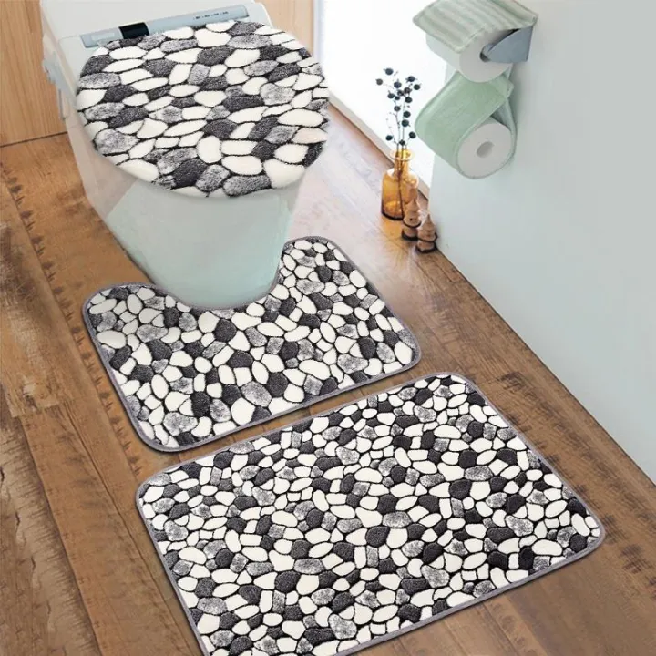 3Pcs%20Stone%20Pattern%20Washable%20Anti-Slip%20Bathroom%20Pedestal%20Rug%20Carpet%20Set%20Toilet%20Lid%20Cover%20Bath%20Mat%20Set%20Bathroom%20Supplies%20-%20Image%205