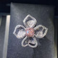 AliExpress fashion luxury light luxury group set pink diamond ring women, clover flowers, European and American full diamond rings.