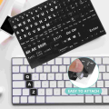 Keyboard Letter Stickers Universal English Computer Keyboard Replacement Stickers English Keyboard Black Background White. 