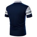 Men Short Sleeve Polo Shirt Casual Top Contrast Color Design Striped Ribbon Decoration Summer Fashion Men Polo Shirt. 