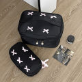 Simple Bow Black Makeup Bag Portable Storage Bag Cosmetic Organizer Pencil Case@#BD241D. 