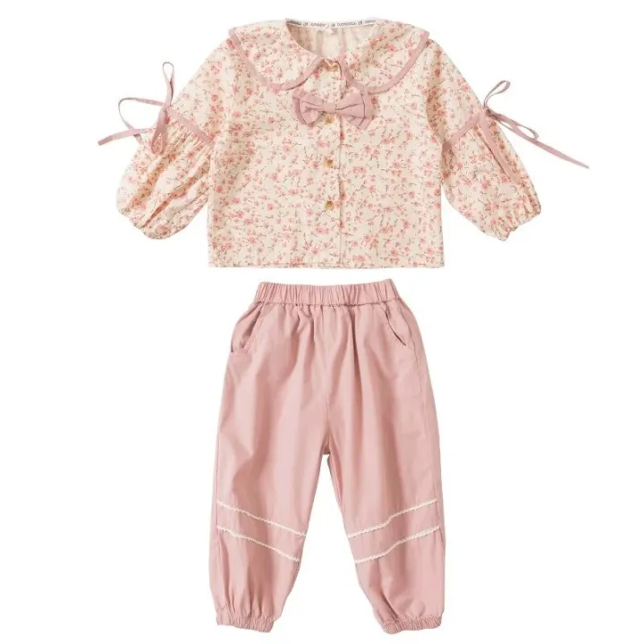 Girls'%20suit%20spring%20and%20autumn%202023%20new%20foreign%20fashion%20baby%20girl%20spring%20children's%20floral%20bow%20two-piece%20set%20-%20Image%205