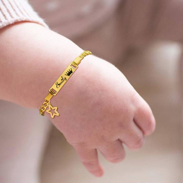 Personalized Date Name Bracelet for Baby Gift Custom Stainless Steel Gold  Color Boy Girls Family Jewelry Cadeau Personnalisé