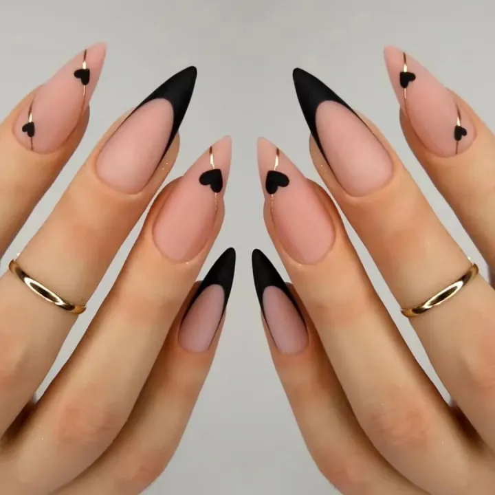 24pcs%20Nude%20Pink%20False%20Nails%20Love%20Design%20Detachable%20Nails%20French%20Lines%20Stiletto%20Point%20Nail%20Tips%20Press%20On%20Nail%20Art%20Stickers%20-%20Image%205
