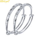 【Beiver Jewelry Store  】Ethlyn 2pcs/lot Adjustable Silver Color Baby Bangles Bracelets Jewelry Best Gift for Girls Kids. 