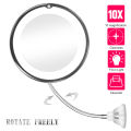 Migeet 10X Magnifying Makeup Mirror, LED Mirror Adjustable Flexible Gooseneck Locking Suction Cosmetic Mirror, Magnification Mirrors,Vanity Mirror For Bedroom Bathroom. 