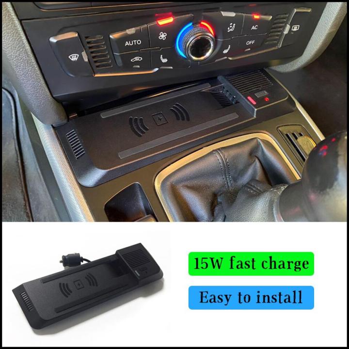 15W Auto wireless charging phone charger For Audi A4 B8 B9 A4 Allroad A5 S5 Q5 RS5 SQ5 center console charge mobile holder trim