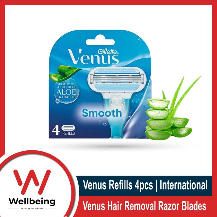 Refills | Venus Hair Removal Razor Blades/Refills/Cartridg for Women - 4 Pieces | Aloe Vera