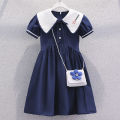 Girls College Style Dress Summer Thin Kids Sweet Skirt Foreign Style 2023 New Doll Collar Princess Dress. 