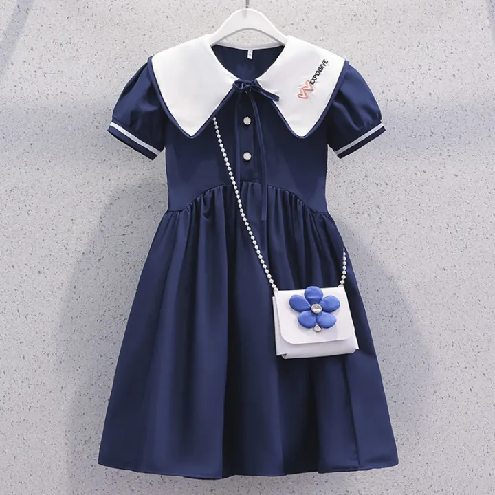 Girls%20College%20Style%20Dress%20Summer%20Thin%20Kids%20Sweet%20Skirt%20Foreign%20Style%202023%20New%20Doll%20Collar%20Princess%20Dress%20-%20Image%204