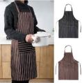 BLACK BUTCHER STRIPE KITCHEN APRON. 