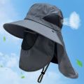 Outdoor Hat Scarf Breathable Neck Protective Wide Brim Unisex Windproof Fixed Strap Fishing Camping Cycling Fisherman Hat Scarf. 