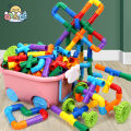 21-144 PCS Pipe Building Block Run Race Bricks 3D Children Diy Assemble and Insert Toys with Blocks Educational Toy for Children.