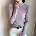 Half Turtleneck Double-Sided Dralon Bottoming Shirt Women's Autumn and Winter Western Style Inner Wear Solid Color with Fur Thick Warm Long Sleeves Top.