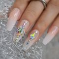 【The road to happiness Store】Luxury Nails Custom Stones Decorated Nail Art Tips Luxe Icy Shape Press On Nails Natural with Glue Sticker. 