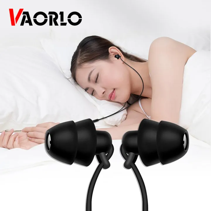 VAORLO ASMR Sleeping Earphone Hifi Noise Isolating Headphones Sleep Earbuds Soft Silicone Headset TPE Wire No Ear Pressure Earbuds With Mic